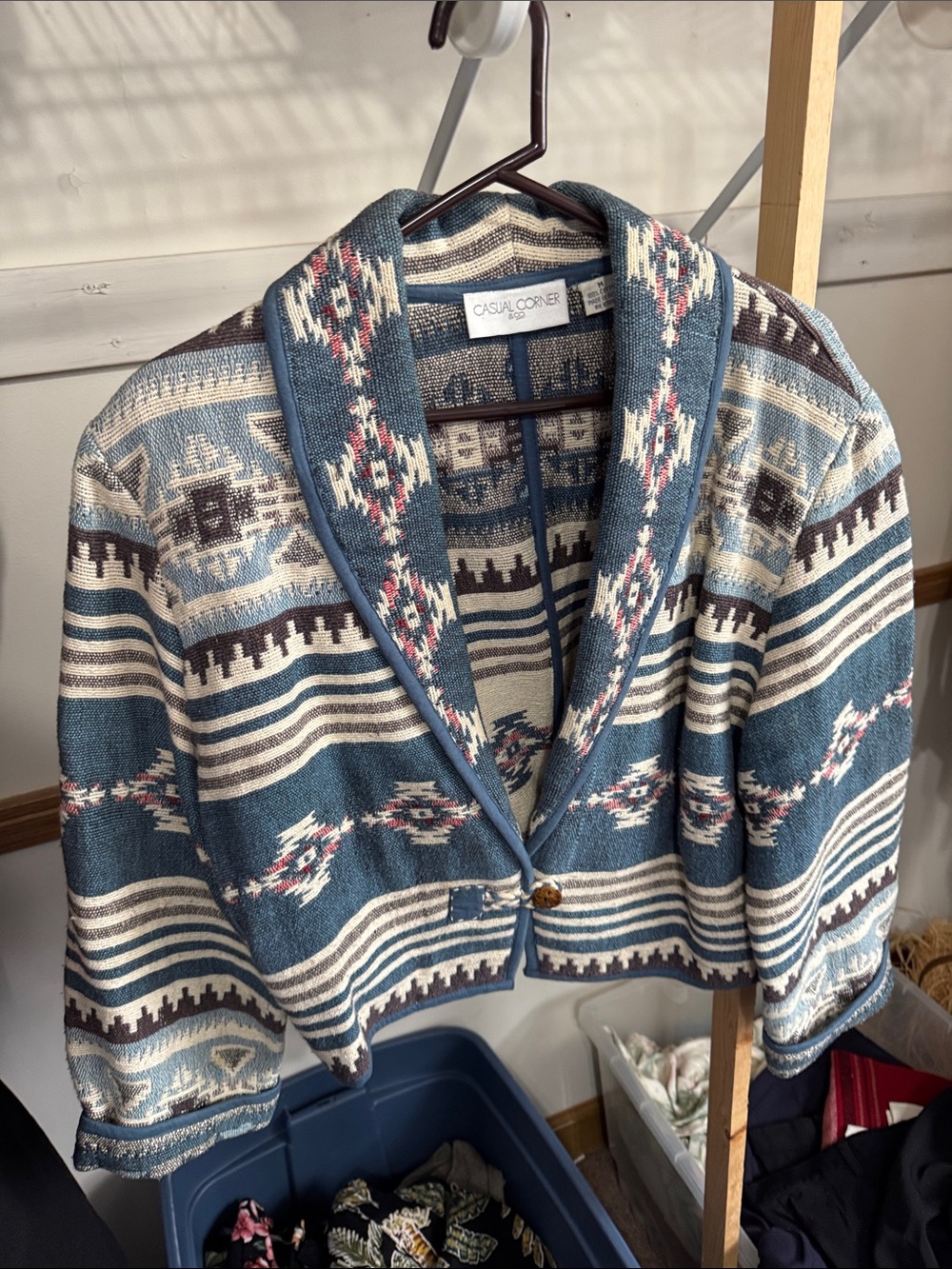 Vintage Casual Corner Woven 100% cotton southwest tapestry jacket